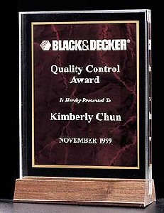 Walnut Ruby Marble Acrylic Award