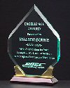 Flame Jade Acrylic Trophy on a Rosewood Base