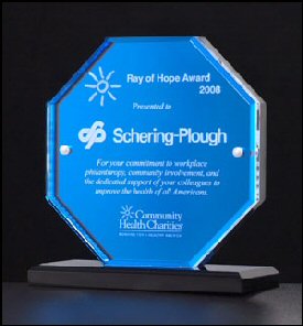 Octagon Shaped Blue Mirror Acrylic Award