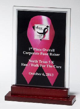 Pink Ribbon Rectangle Acrylic Award
