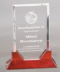 Prestige Rectangle Rosewood Acrylic Trophy