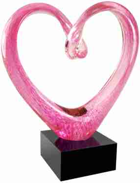 Pink Heart Art Glass