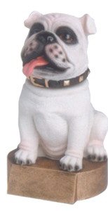 White Bulldog Mascot Bobblehead Trophy