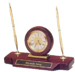 Desk Clock with Double Pen Set