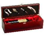 Rosewood Finish Single Wine Presentation Box with Red Lining