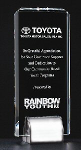 Crystal Trophy with Metal Base