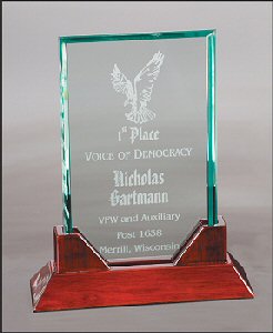 Prestige Rectangle Rosewood Glass Award