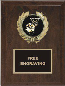 wreath basketball insert emblem plaque