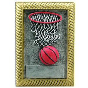 Basketball scene on a 5x7 resin plaque.  This plaque can be hang on the wall or stand up with an easel back.
