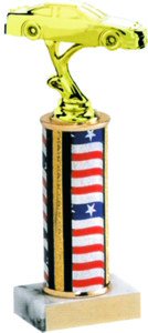 Auto Racing Sponsorship Costs on Traditional Round Column Auto Racing Trophy