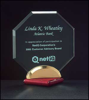 Octagon Acrylic Trophy on a Rosewood Base