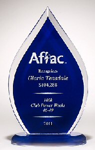 Flame Acrylic Award With Blue Silk Backing
