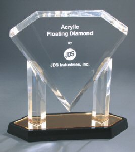 Gold Mirror Floating Diamond Acrylic Award