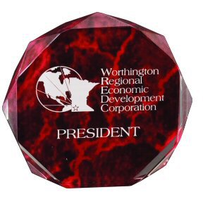 Red Marble Octagon Self-standing Acrylic