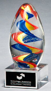 Colorful Egg Shaped Art Glass Award