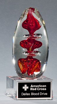 Egg-Shaped Red Art Glass Award