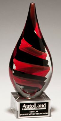 Black and Red Helix Art Glass Award