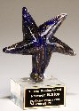 Blue Art Glass Star Trophy