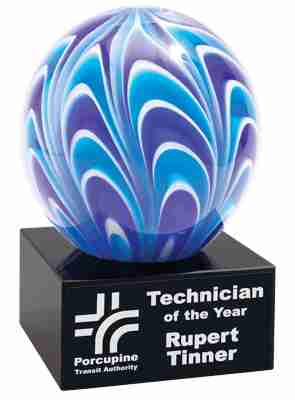 Blue and White Art Glass Sphere
