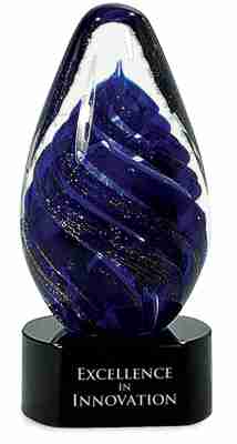 Blue Tear Drop Art Glass Award