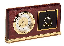 Rosewood Piano Finish Clock on a Brass Base