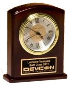 Rosewood Finish Three Hand Movement Award Clock