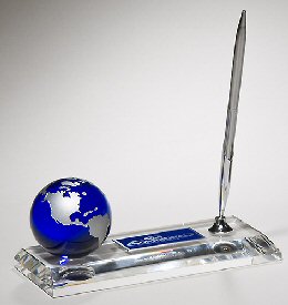 Crystal Pen Set with Blue Globe