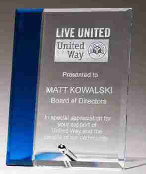 Glass Plaque with Blue Highlight