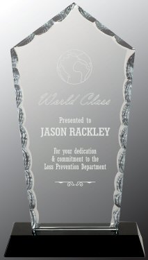 Diamond Facet Glass Award on Black Base