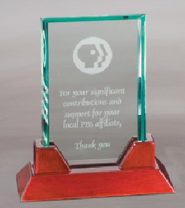 Prestige Rectangle Rosewood Jade Glass Award