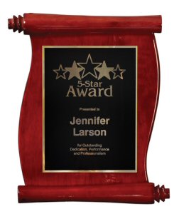 Rosewood Finish Scroll Plaque