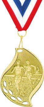 Flame Shape Cross Country Running Medal