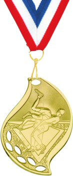 Flame Shape Wrestling Medal