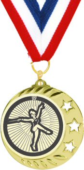 Three Stars Baton Twirling Insert Medal