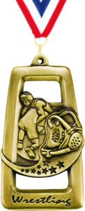 Star Blast Dog Tag Wrestling Medal