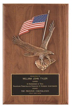 American Eagle Flag Walnut Plaque