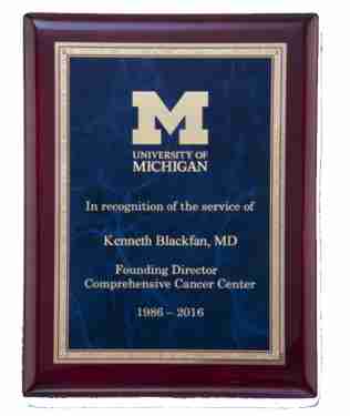 Rosewood Finish Plaque with Florentine Sapphire Plate