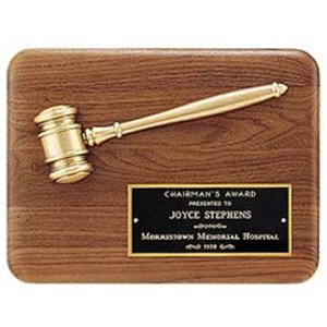 Bronze Gavel Walnut Plaque