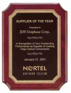 Supplier of the Year Plaque