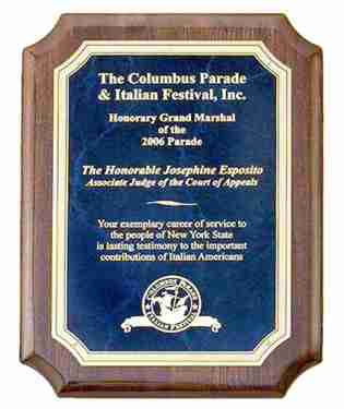 Walnut Piano Finish Plaque with Sapphire Marble Accents