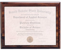 Cherry Finish Routed Certificate Plaque