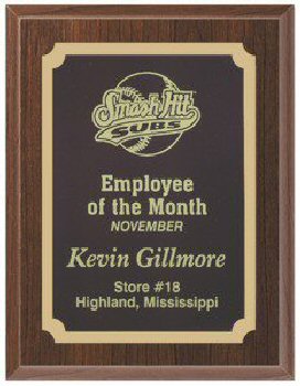 Economy Cherry Finish Engraved Award Plaque