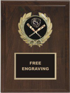 Wreath Baseball Insert Emblem Plaque