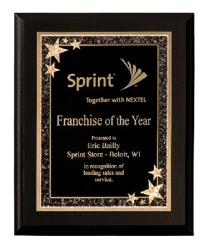 Economy Matte Black Finish Plaque With Starburst Plate