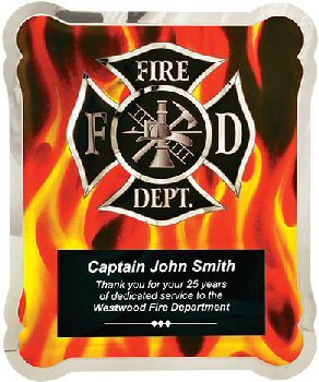 Firefighter Hero Plaque with Vertical Flames
