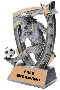 Three Dimensional Star Female Soccer Trophy
