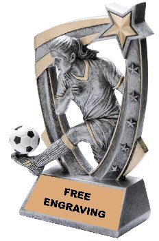 Three Dimensional Star Female Soccer Trophy
