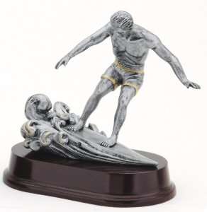 Male Surfer Resin Sculpture