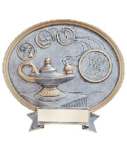 Lamp of Knowledge Oval Resin Plate