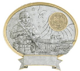 Male Army Oval Resin Plate Plaque